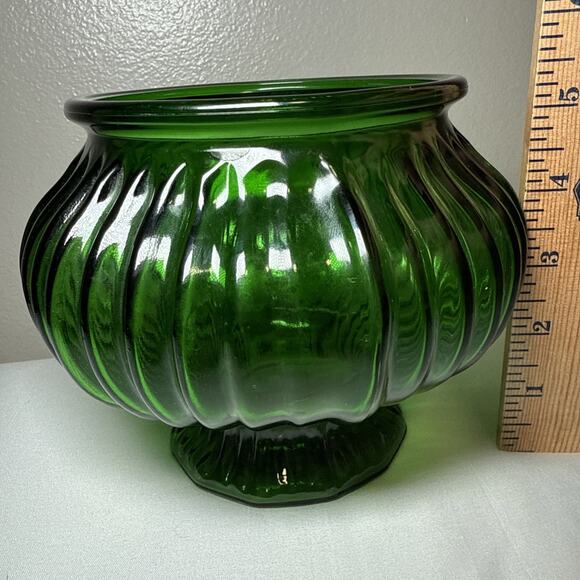 Vintage E O Brody Cleveland Ohio USA Emerald Green Glass Vase Planter 5" H G-105 - Picture 10 of 10